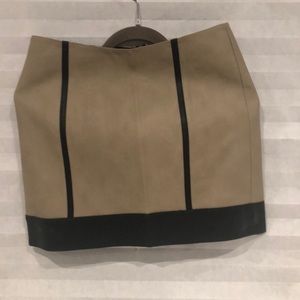 Suede and leather mini skirt